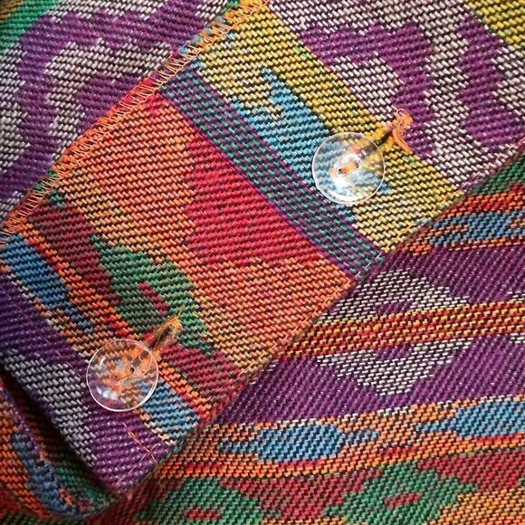 The Limited Vintage Wrap Mini Skirt Size 12 Orange Purple Woven Aztec - Picture 4 of 7